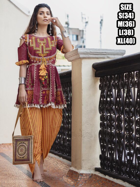 Colourful Heavily Embroidered Kedias And Tulip Pants In Pure Khadi, Navratri Garba Dresses Available