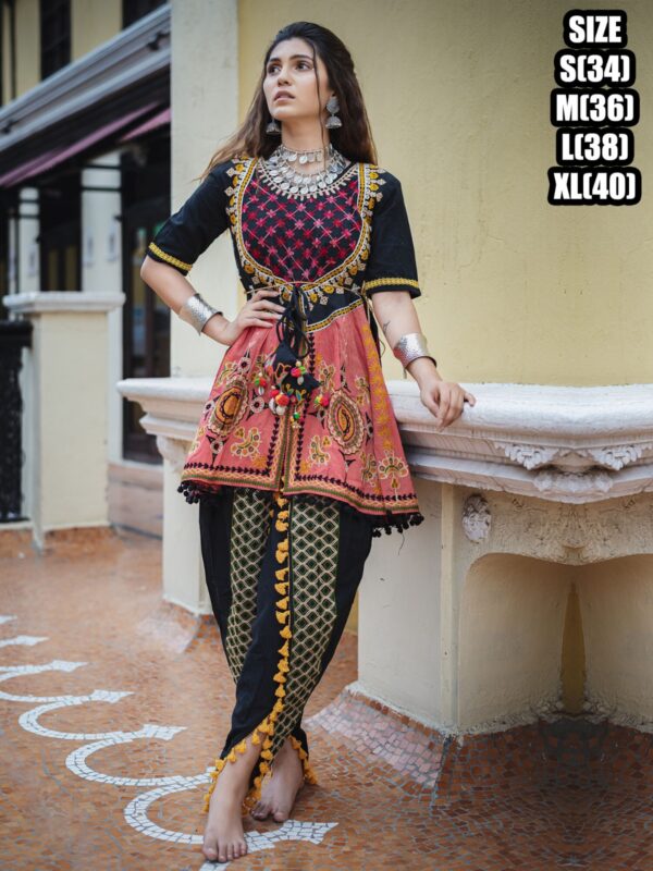 Colourful Heavily Embroidered Kedias And Tulip Pants In Pure Khadi, Navratri Garba Dresses Available