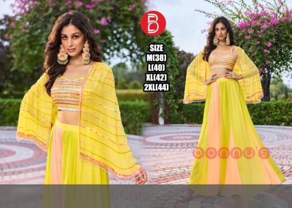This Exclusive Collection Of Georgette Yellow Shrug Set For Haldi Function Special