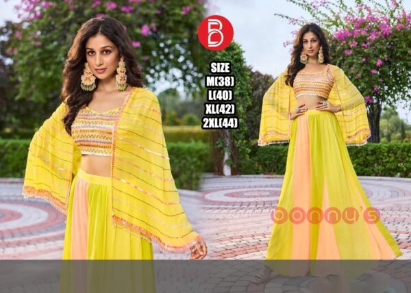 This Exclusive Collection Of Georgette Yellow Shrug Set For Haldi Function Special