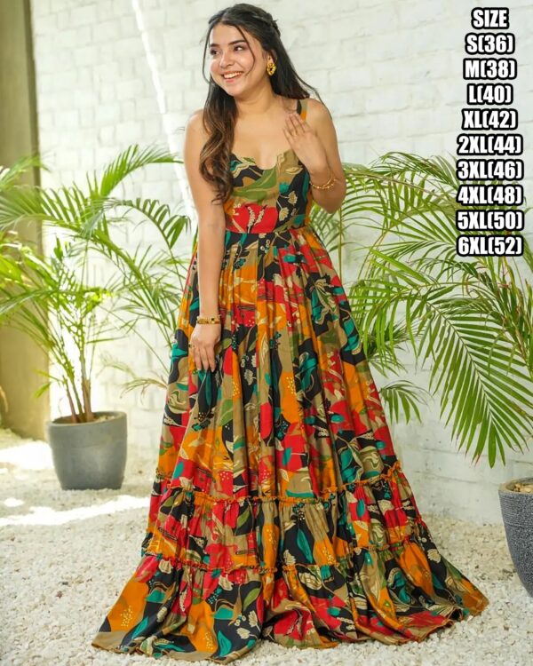 Presents This Stunning Beautiful Digital Printed Ethnic Wear Fully Flared Gown Set Collection
