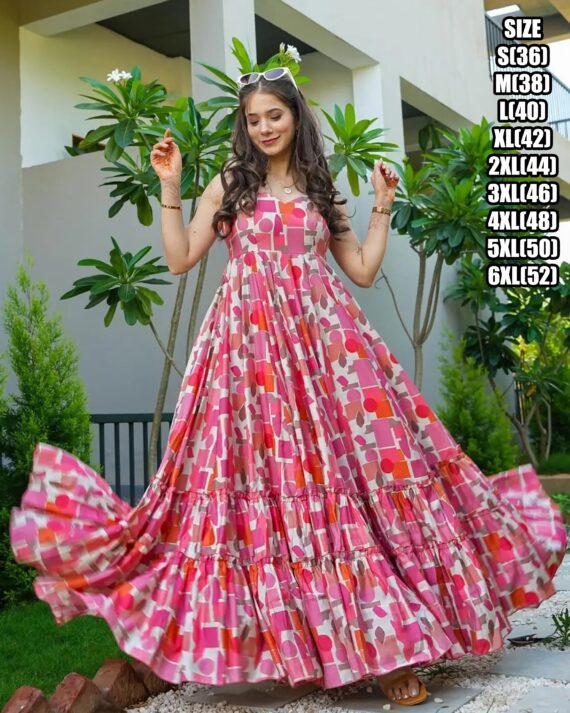 Presents This Stunning Beautiful Digital Printed Ethnic Wear Fully Flared Gown Set Collection