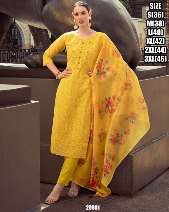 Ready To Wear Schiffli And Hand Work Kurti Set, It's Stylish, Comfortable And Perfect For Any Events