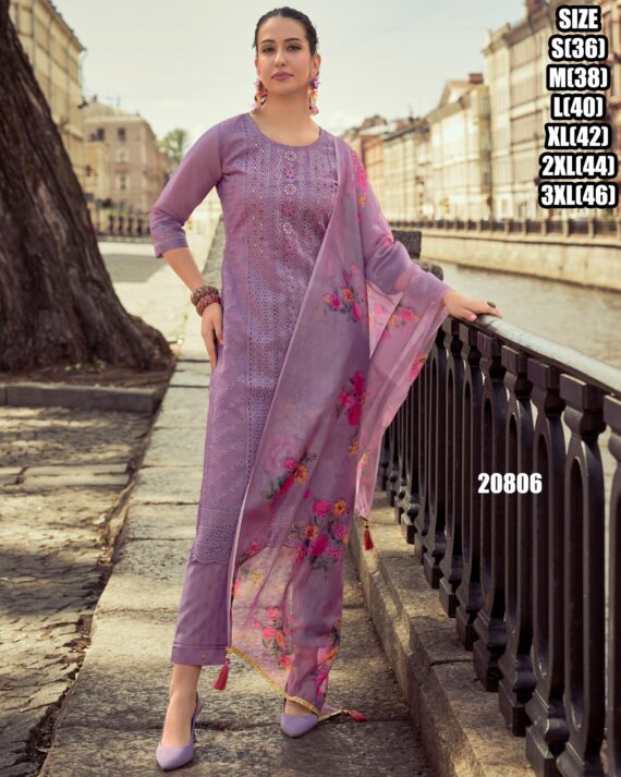 Ready To Wear Schiffli And Hand Work Kurti Set, It's Stylish, Comfortable And Perfect For Any Events