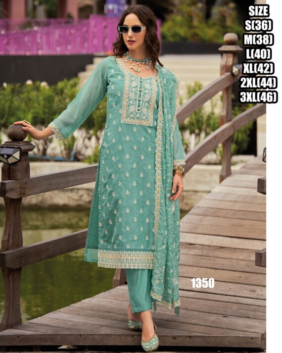 This Organza Kurti Sets Can Be Worn During The Festive Season For Women