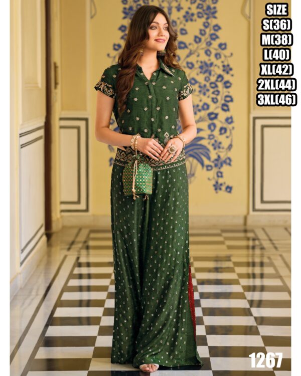 Trendiest Look Silk Fabric Fancy Embroidered Readymade Top And Bottom Set At Available