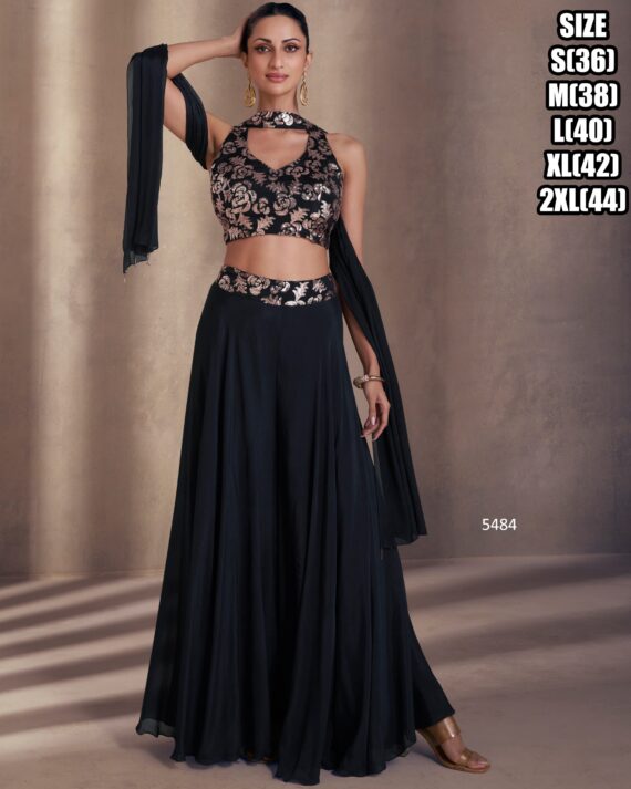 This Crop Top And Plazo Set Is a Perfect Ensemble For a Elegant Party Style Appearance