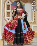 Printed With Thread Embroidery All Over Mirror Work Designer Chaniya Choli For Navratri 2024