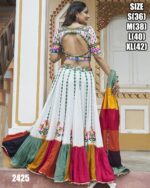 Printed With Thread Embroidery All Over Mirror Work Designer Chaniya Choli For Navratri 2024