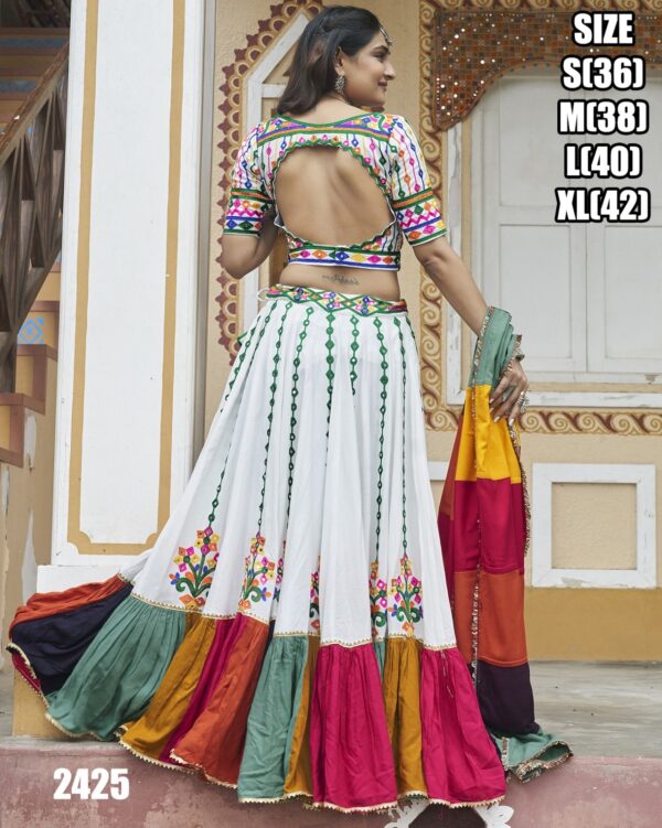 Printed With Thread Embroidery All Over Mirror Work Designer Chaniya Choli For Navratri 2024