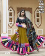 Printed With Thread Embroidery All Over Mirror Work Designer Chaniya Choli For Navratri 2024