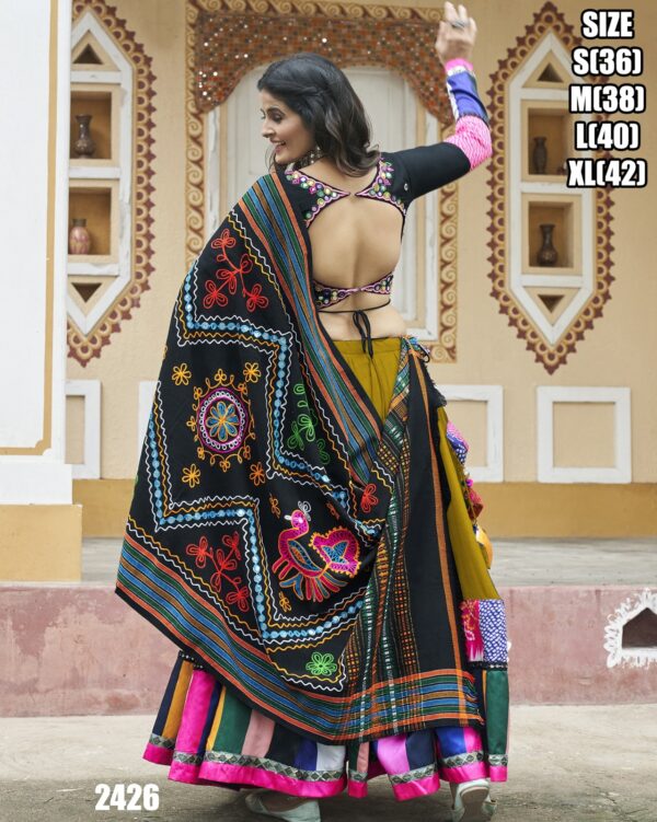 Printed With Thread Embroidery All Over Mirror Work Designer Chaniya Choli For Navratri 2024