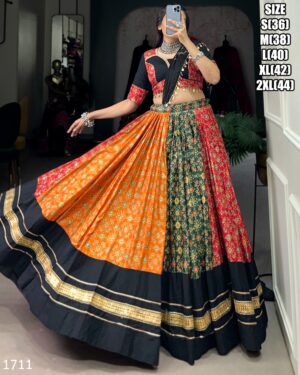 Wearing a Beautiful Multi Colour Dola Silk And Pure Cotton Lehenga Choli For Navratri Festival