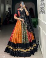 Wearing a Beautiful Multi Colour Dola Silk And Pure Cotton Lehenga Choli For Navratri Festival