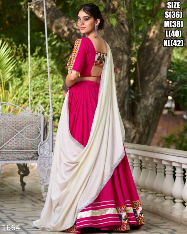 Comfortable Pure Rayon Gamthi Work Navratri Wear Lehenga Choli For Celebrate With This Festival