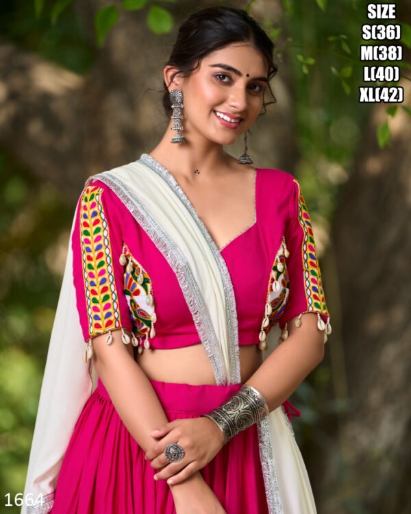 Comfortable Pure Rayon Gamthi Work Navratri Wear Lehenga Choli For Celebrate With This Festival