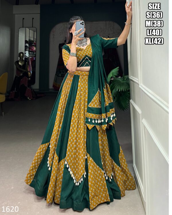 Comfortable Pure Rayon Gamthi Work Navratri Wear Lehenga Choli For Celebrate With This Festival