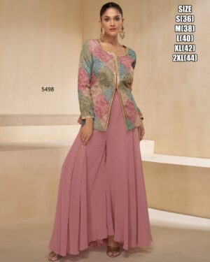 Traditional And Modern Fashion Wear Georgette Top Plazo Set With Dupatta For Parties