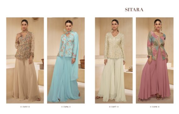 Traditional And Modern Fashion Wear Georgette Top Plazo Set With Dupatta For Parties