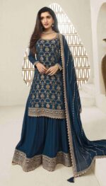 Attractive Variety Of Our Classic And Embellished Chinon Jacquard Salwar Kameez (Plazo Suit)