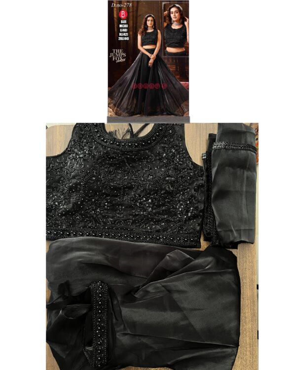 Chic Blouse Look With Black Jimmy Choo Lehenga For Wedding Reception By Ethnicrang