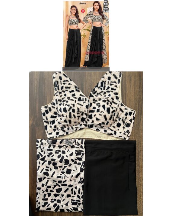 Women Designer Georgette Party Wear Crop Top With Skirt And Shrug Set, Indo Western Ethnic Set