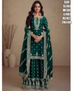 Indian Pakistani Real Chinon With Embroidery Work Wedding Heavy Top Skirt And Dupatta Collection