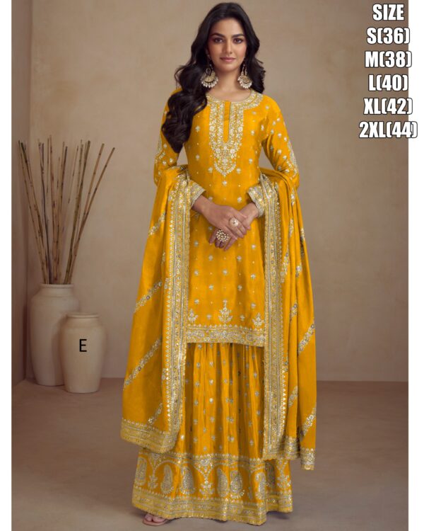 Indian Pakistani Real Chinon With Embroidery Work Wedding Heavy Top Skirt And Dupatta Collection