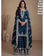 Indian Pakistani Real Chinon With Embroidery Work Wedding Heavy Top Skirt And Dupatta Collection