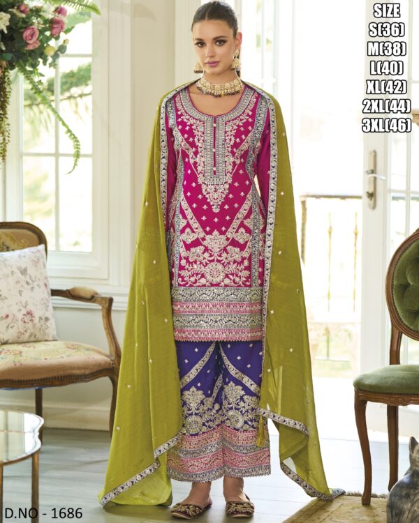 Our Stylish Chinon Salwar Suit Perfect For Weddings Out They Has Attractive And Intricate Designs