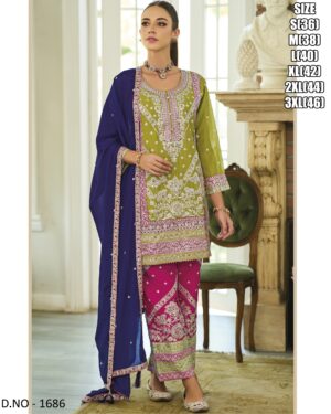 Our Stylish Chinon Salwar Suit Perfect For Weddings Out They Has Attractive And Intricate Designs