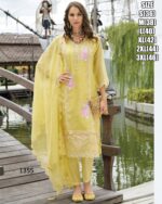 Full Embroidery Work On Soft Organza Festive Wear Kurti With Pant And Dupatta Set