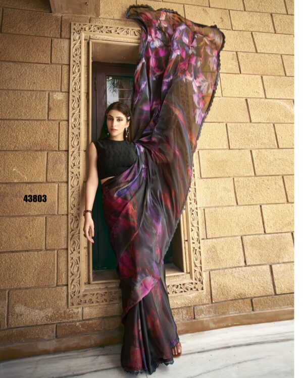 Ethnicrang Presenting Tie Dye Printed Designer Satin Silk Sarees