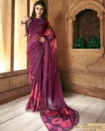 Ethnicrang Presenting Tie Dye Printed Designer Satin Silk Sarees