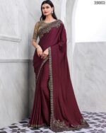 Premium Quality Of Best Walnut Silk Saree Blouse With Embroidery Or Sequence Work For Parties
