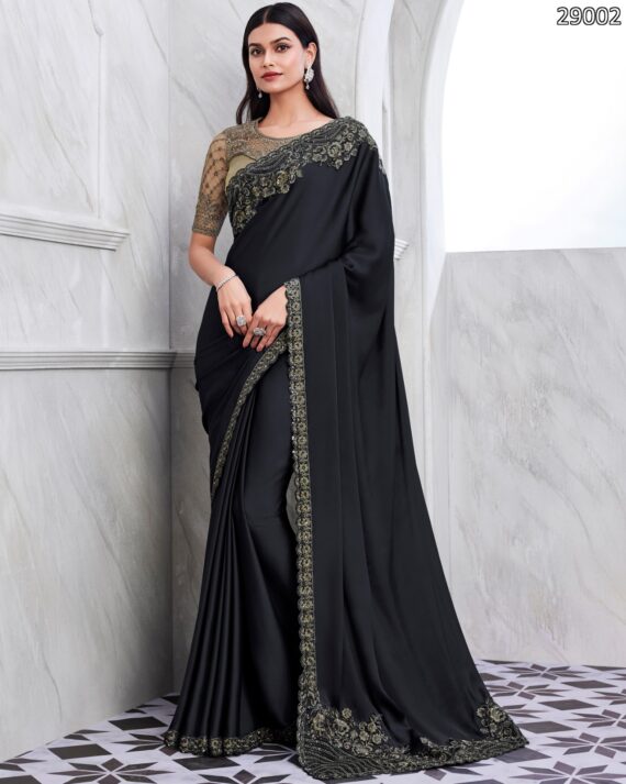 Premium Quality Of Best Walnut Silk Saree Blouse With Embroidery Or Sequence Work For Parties