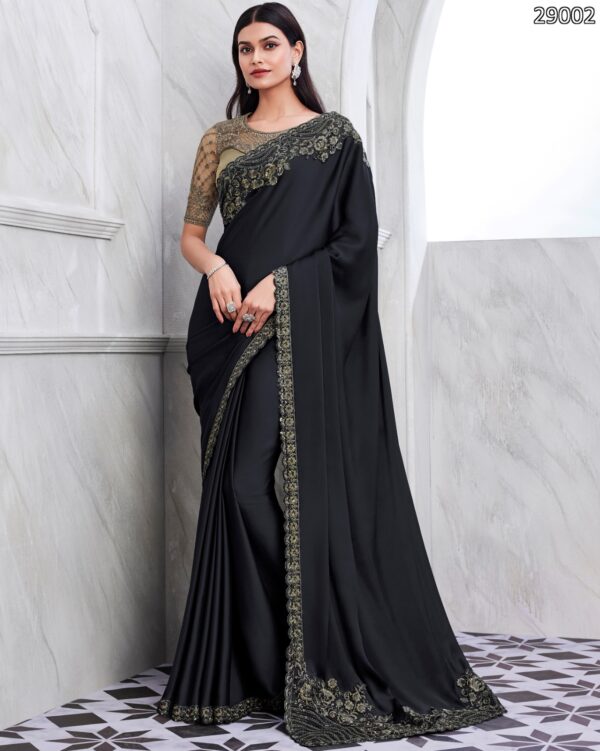 Premium Quality Of Best Walnut Silk Saree Blouse With Embroidery Or Sequence Work For Parties