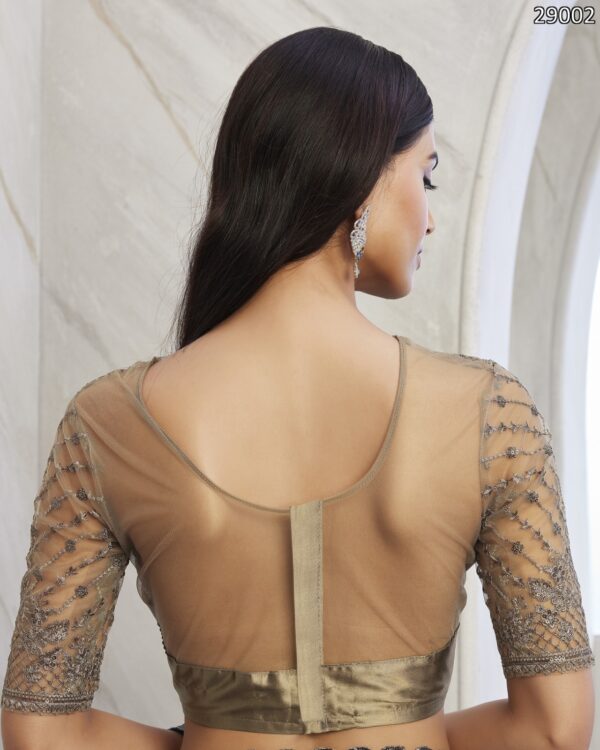 Premium Quality Of Best Walnut Silk Saree Blouse With Embroidery Or Sequence Work For Parties