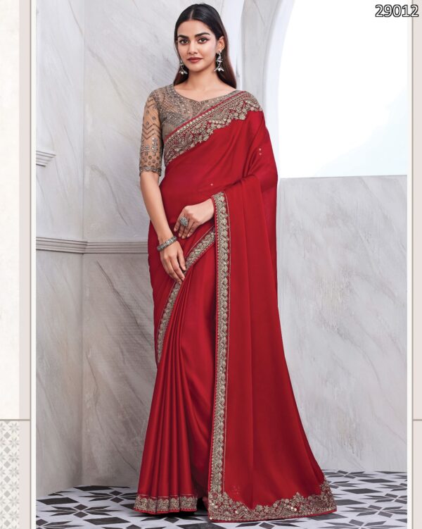 Premium Quality Of Best Walnut Silk Saree Blouse With Embroidery Or Sequence Work For Parties