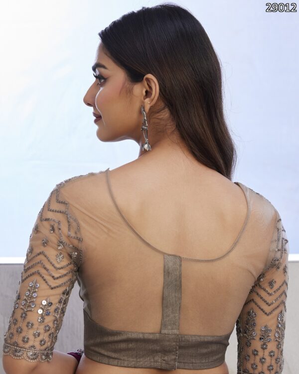 Premium Quality Of Best Walnut Silk Saree Blouse With Embroidery Or Sequence Work For Parties