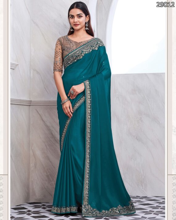 Premium Quality Of Best Walnut Silk Saree Blouse With Embroidery Or Sequence Work For Parties