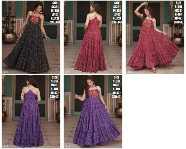 New Designer Navratri Special Faux Georgette Gown In Bandhani Print Work With Kutchi Patchwork