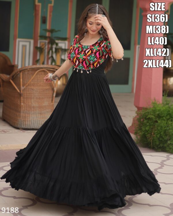 Celebrating This Festival With Our 14 Kg Rayon Gown With Style And Designs For This 2024 Navratri By Ethnicrang