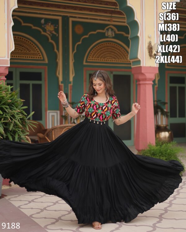 Celebrating This Festival With Our 14 Kg Rayon Gown With Style And Designs For This 2024 Navratri By Ethnicrang