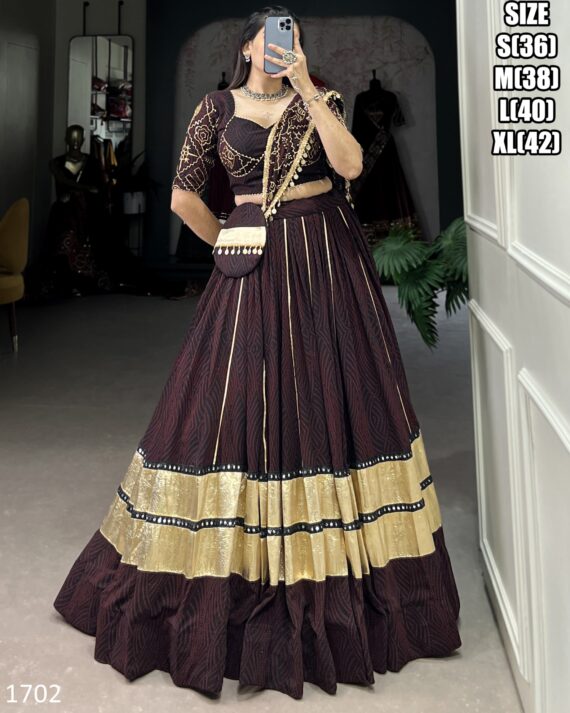 Launching Our New Designer Bandhej Print And Vintage Work Stitch Navratri Lehenga Choli 2024