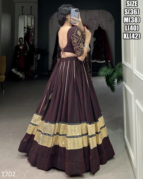 Launching Our New Designer Bandhej Print And Vintage Work Stitch Navratri Lehenga Choli 2024