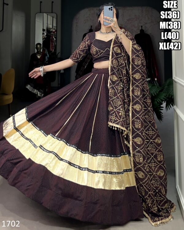 Launching Our New Designer Bandhej Print And Vintage Work Stitch Navratri Lehenga Choli 2024