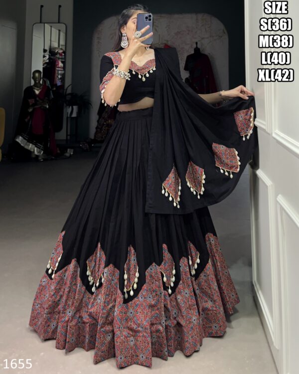 Captivating Printed Pure Cotton Black And Maroon Colour Combination Navratri Lehenga Choli