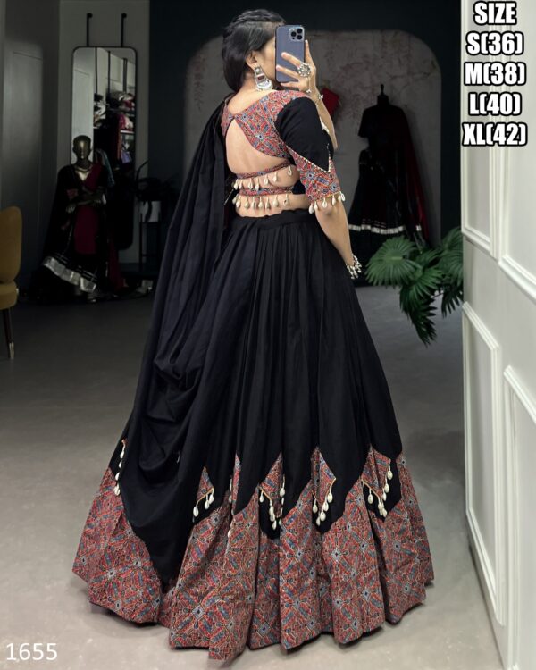Captivating Printed Pure Cotton Black And Maroon Colour Combination Navratri Lehenga Choli