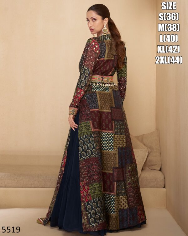 Buy Our Latest Collection a Real Georgette Embroidered With Ethnic Traditional Wear Silk Jacket And Gown Set